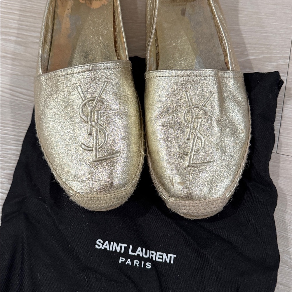 YSL gold espadrilles